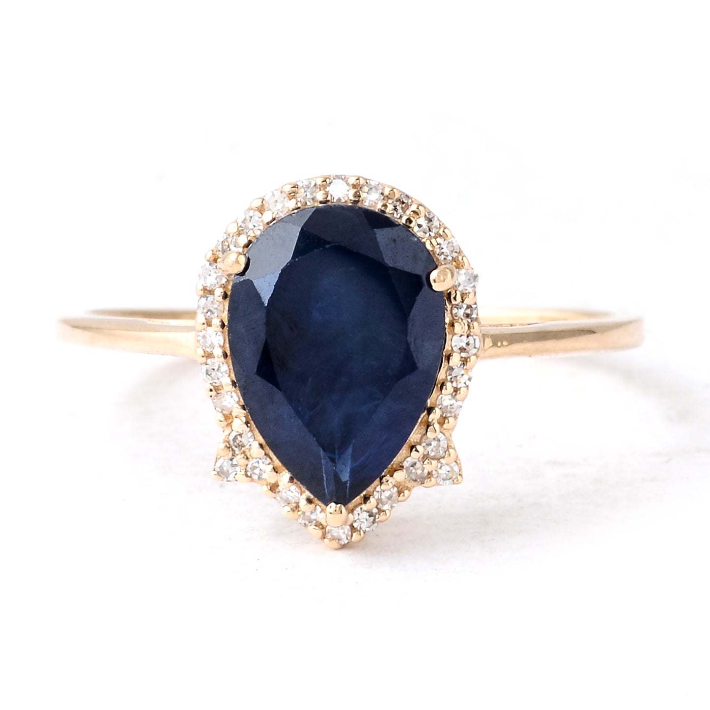2.51 Ct Pear Mixed Cut Natural Corundum Sapphire 14K Gold Ring