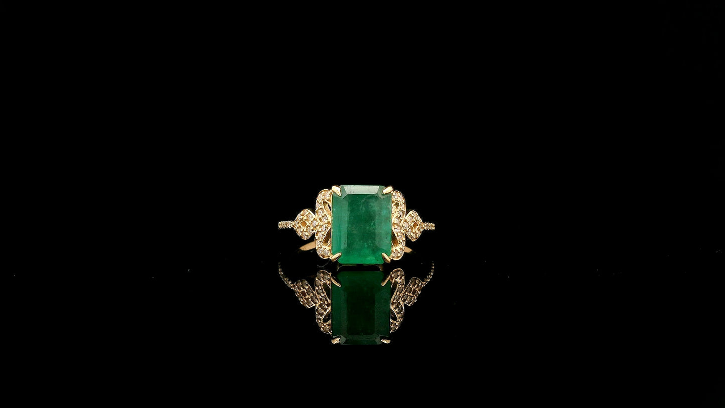 2.48 Ct Octagon Natural Emerald 14K Gold Ring