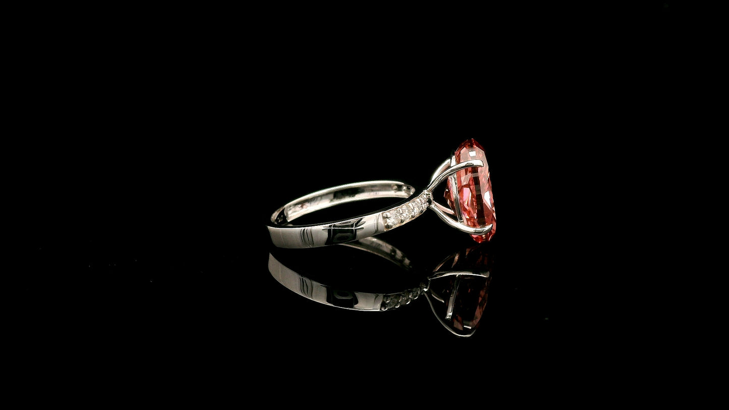 5.30 Carats Pink Lab Grown Diamond 14K Gold Ring
