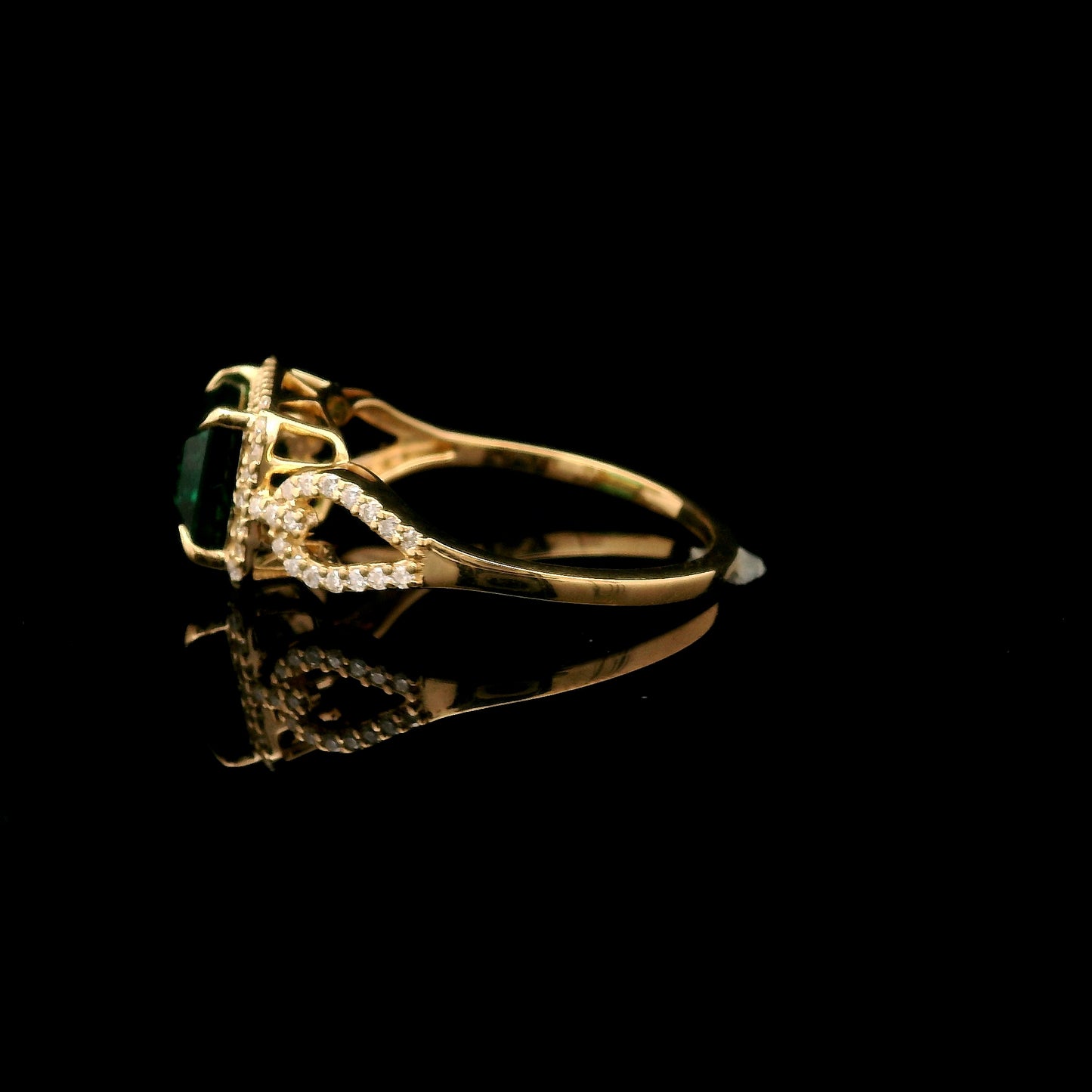 2.18 Ct Emerald Cut Lab Grown Emerald 14K Gold Ring