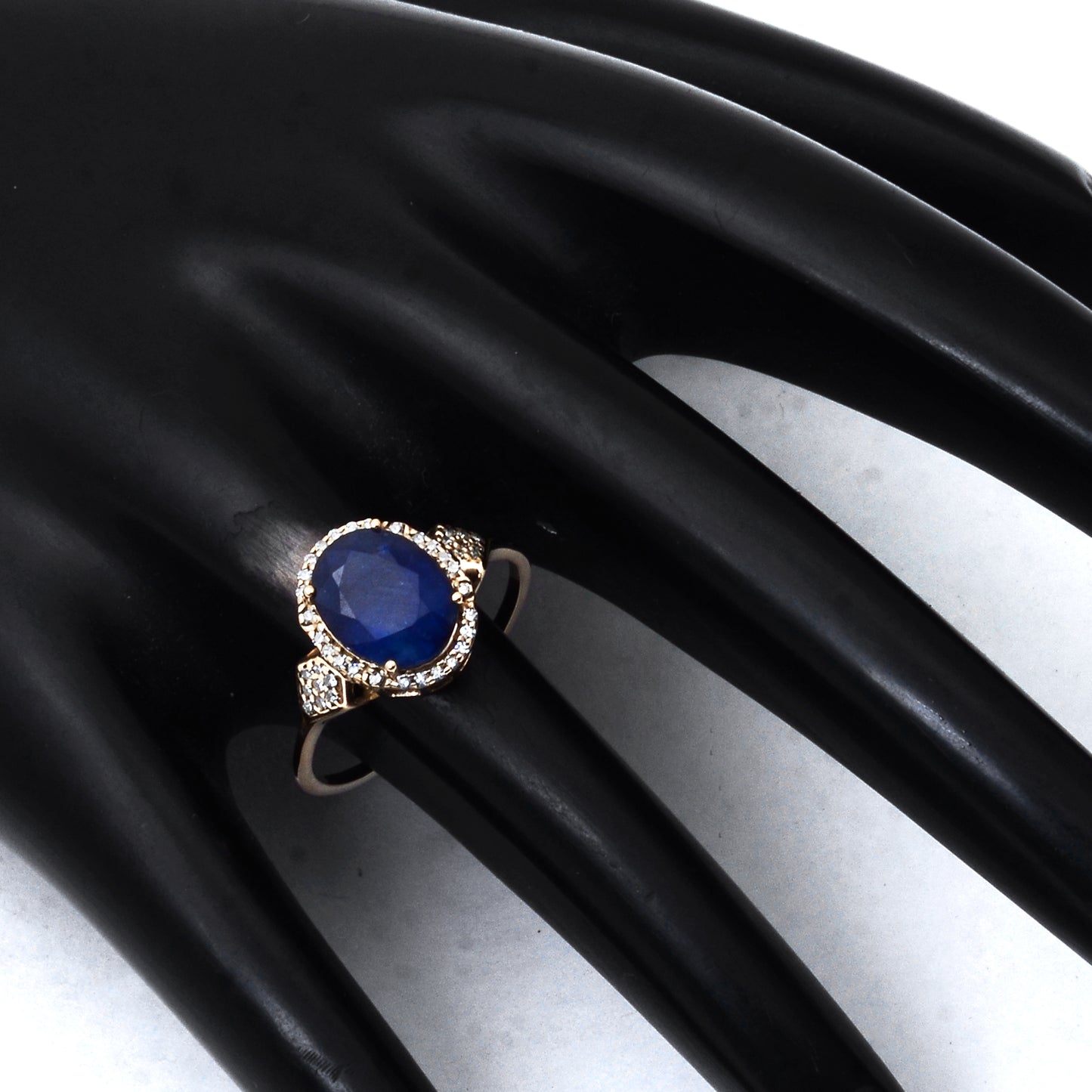 3.09 Ct Oval Mixed Cut Natural Sapphire 14K Gold Ring