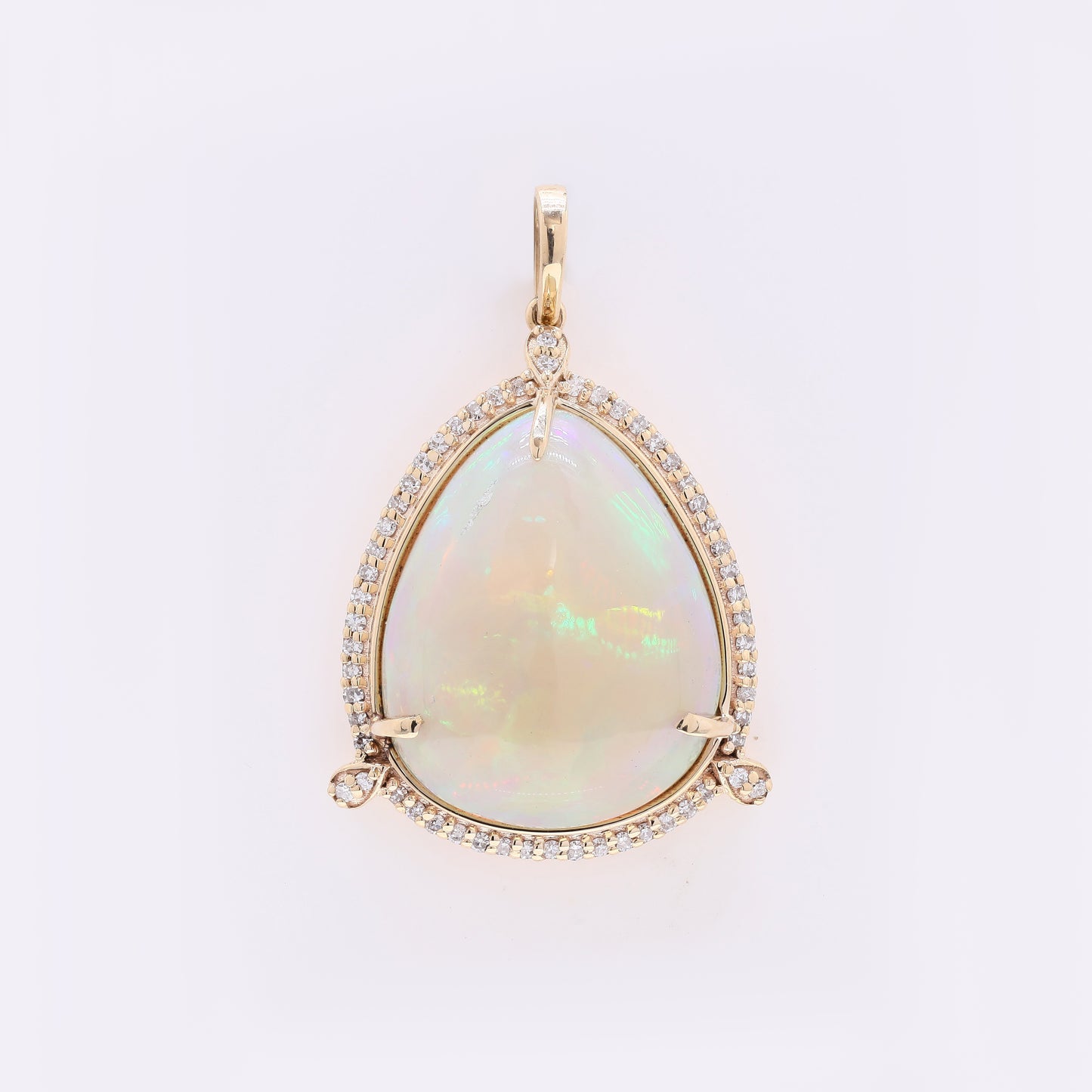 10.34 Ct Pear Cabochon Natural Opal 14K Gold Pendant