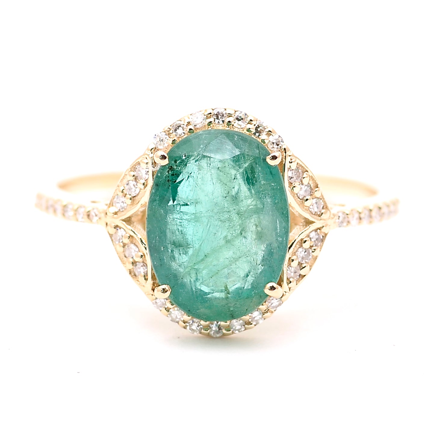 2.44 Ct Oval Natural Emerald 14K Gold Ring