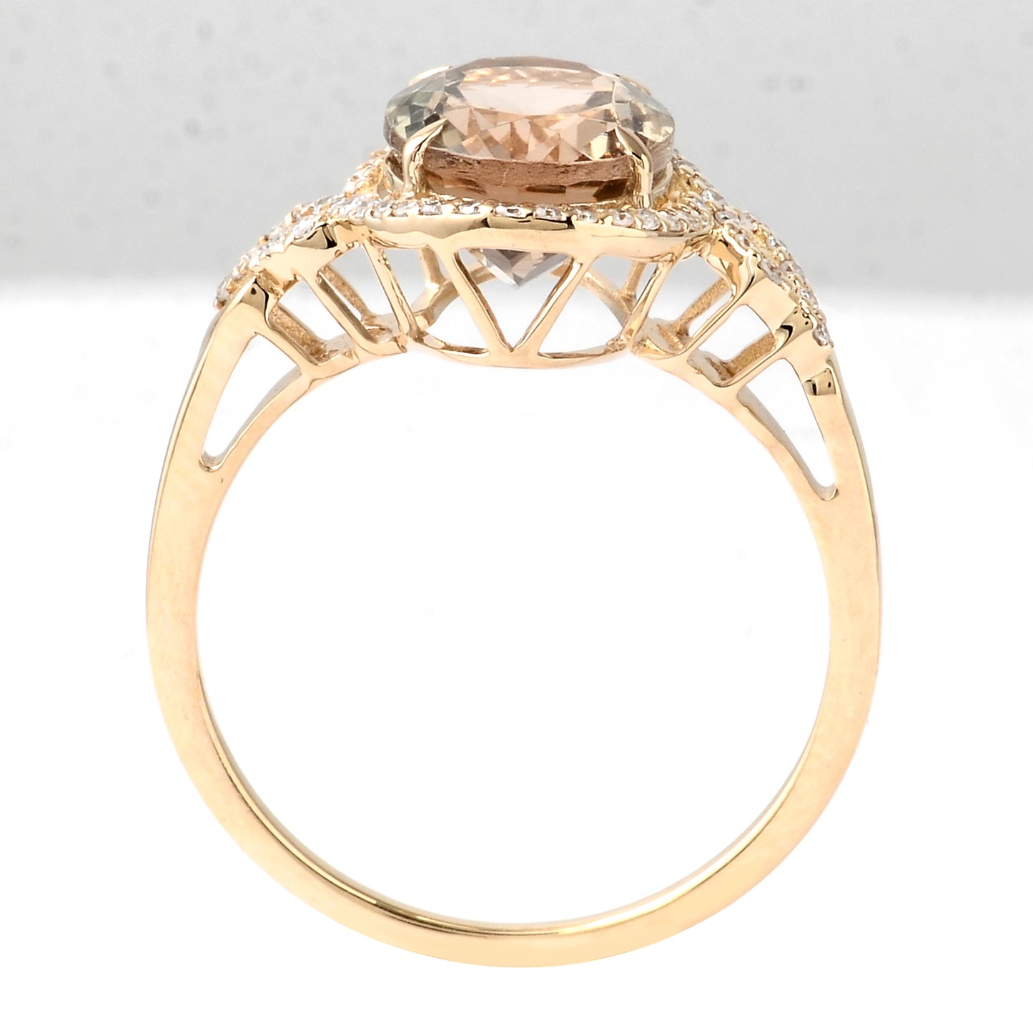 2.73 Ct Oval Mixed Cut Natural Plagioclase Feldspar Sunstone 14K Gold Ring