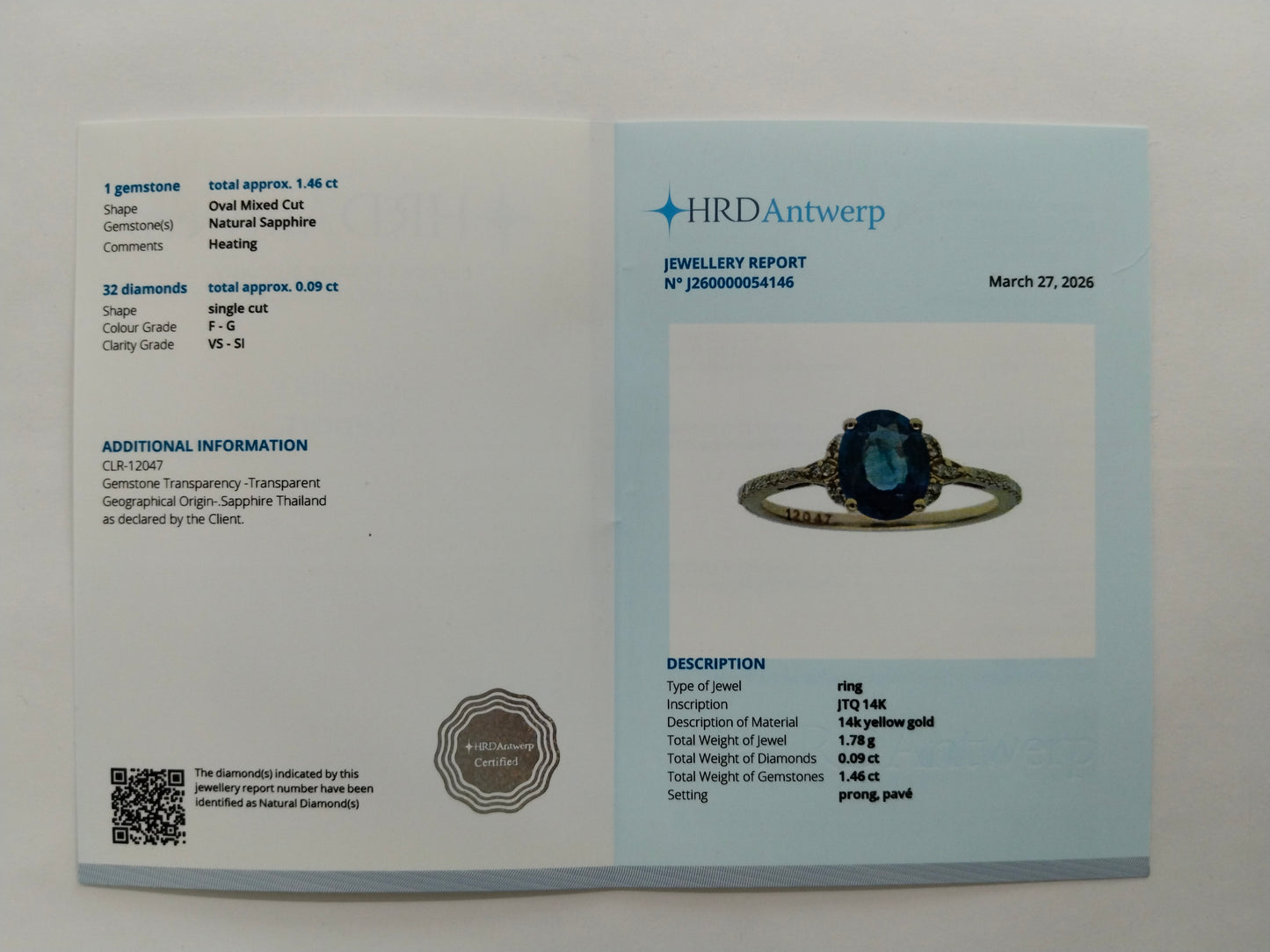 1.55 Ct Oval Mixed Cut Natural Sapphire 14K Gold Ring