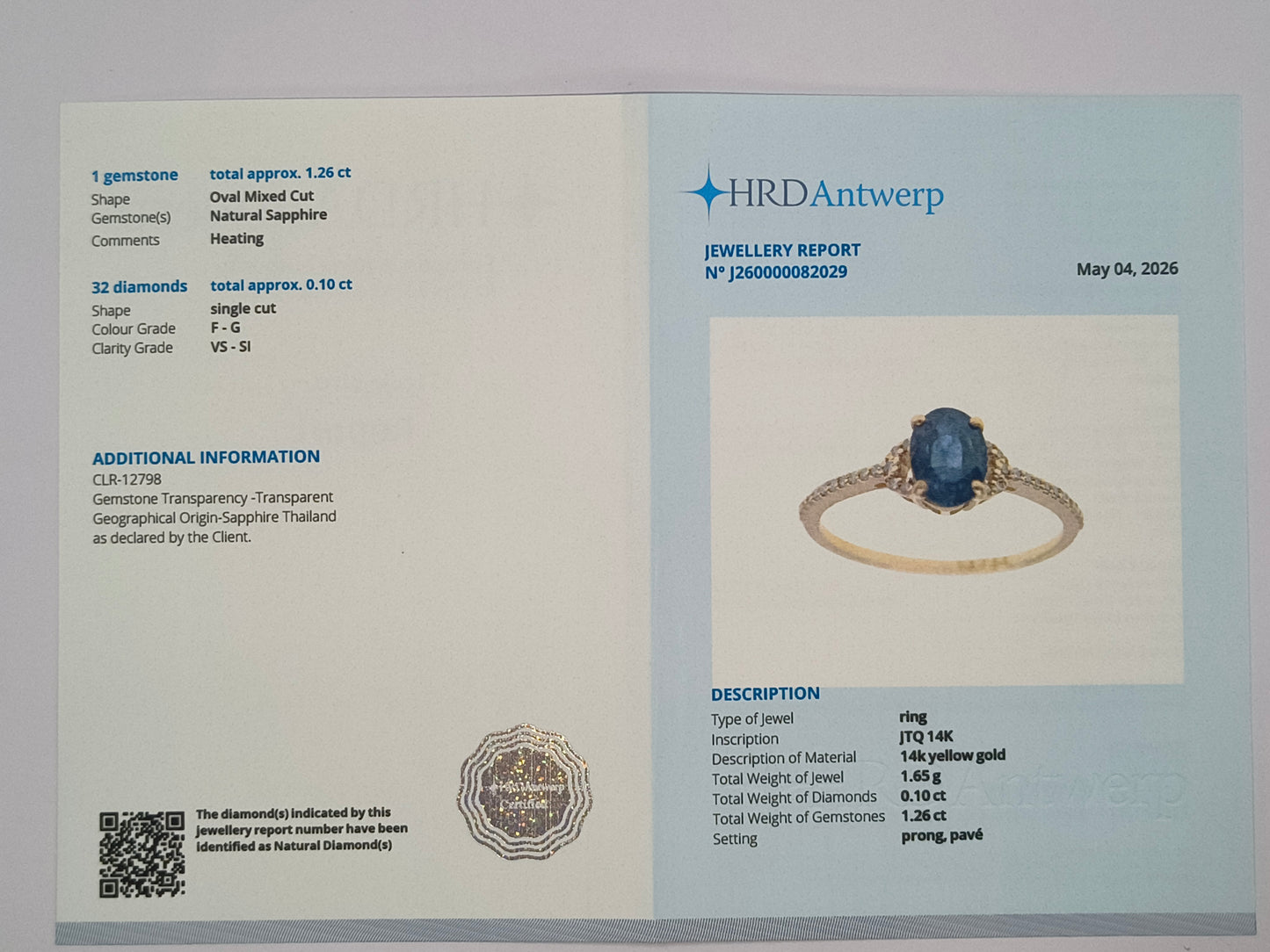 1.36 Ct Oval Mixed Cut Natural Sapphire 14K Gold Ring