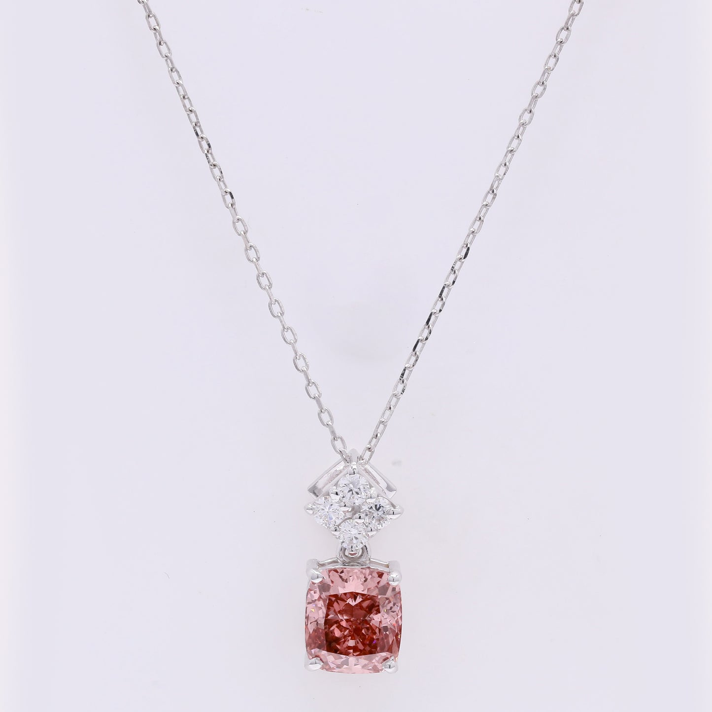 1.10 Carats Fancy Vivid Pink Lab Grown Diamond 14K Gold Pendant