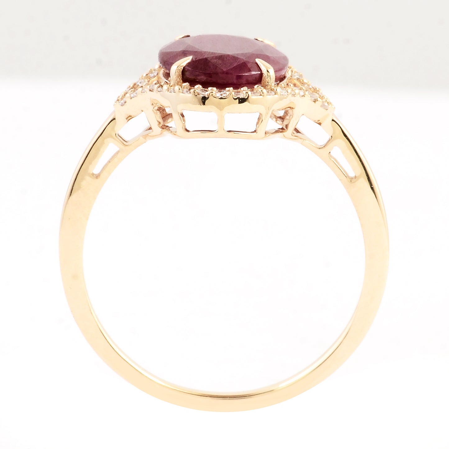 2.90 Ct Oval Mixed Cut Natural Corundum Ruby 14K Gold Ring
