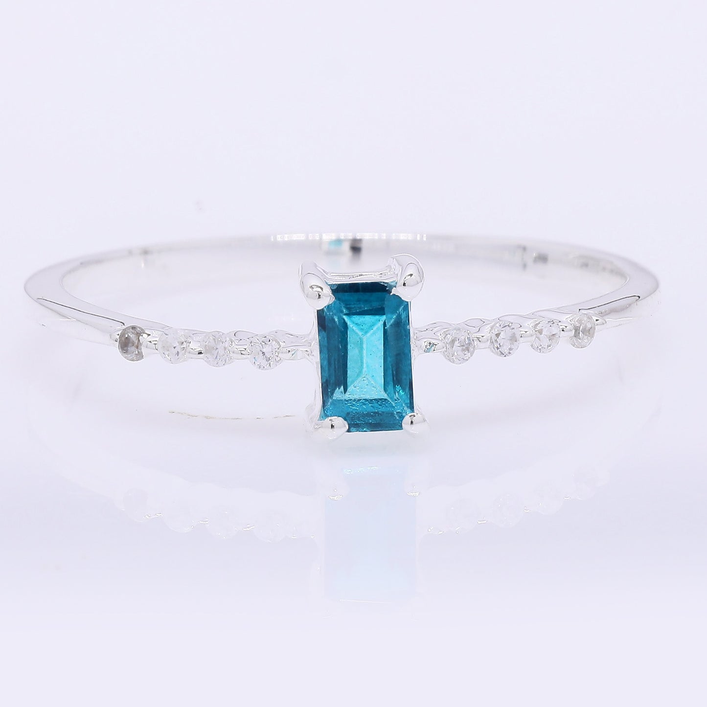 0.46 Ct Octagon Paraiba Topaz 925 Silver Ring