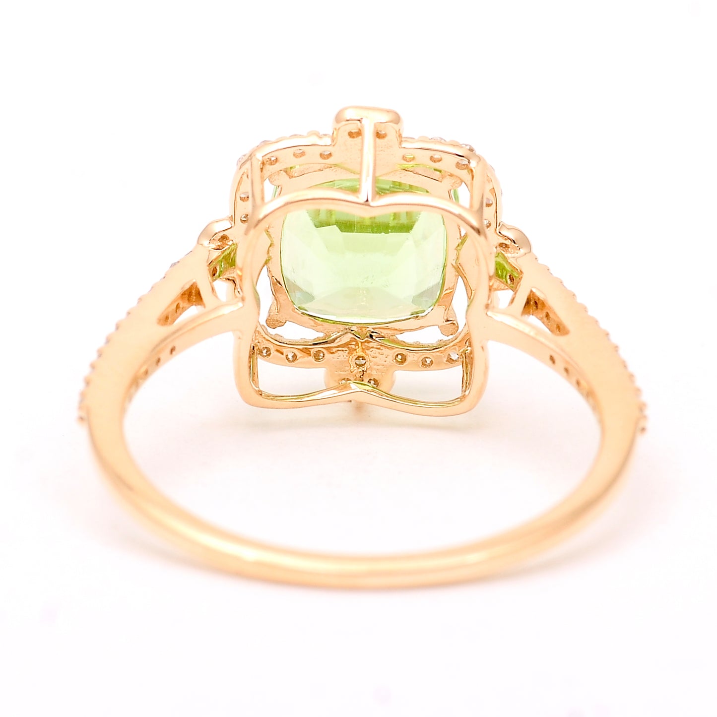 2.48 Ct Cushion Natural Eridot 14K Gold Ring