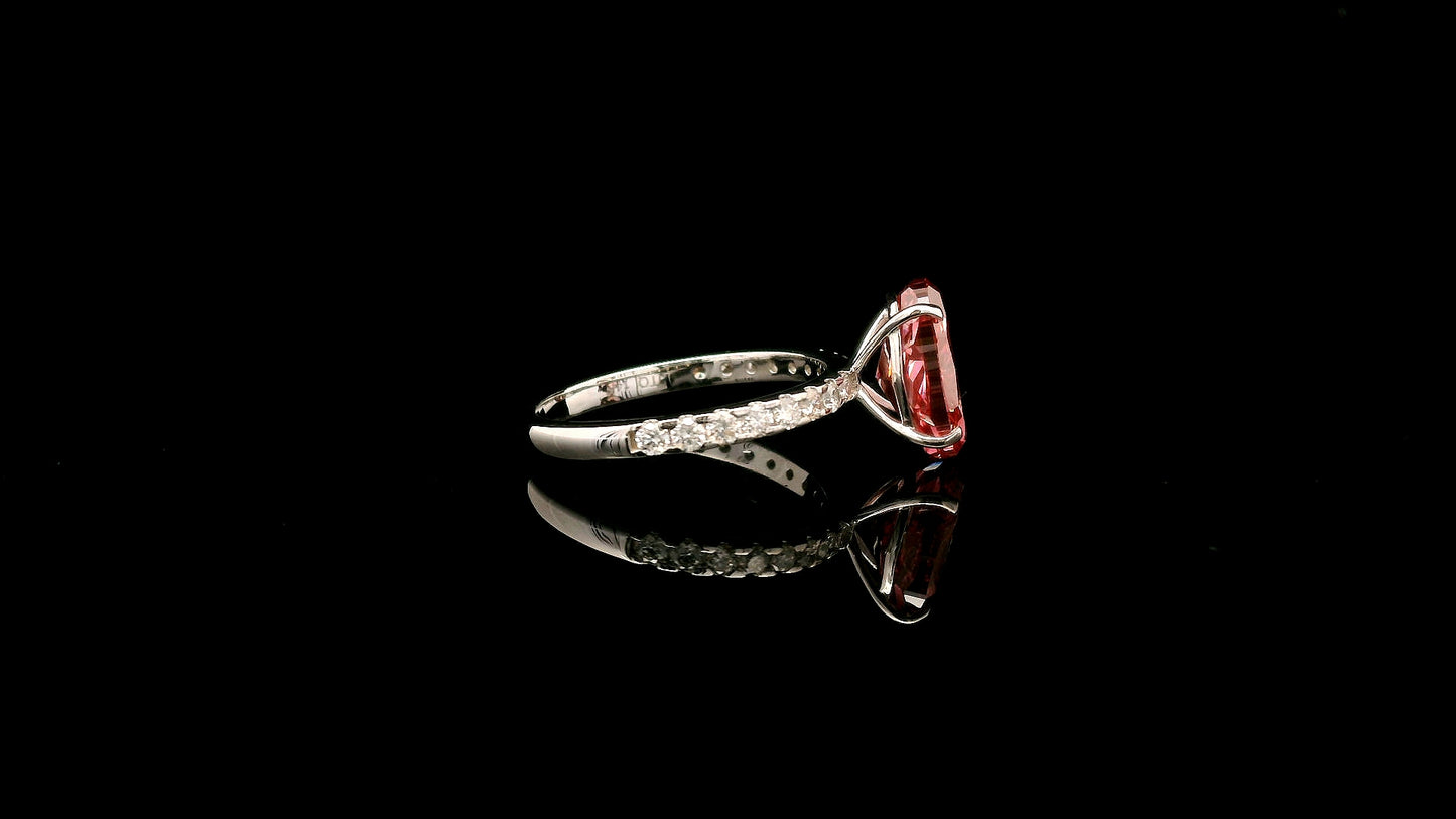 3.39 Carats Pink Lab Grown Diamond 14K Gold Ring