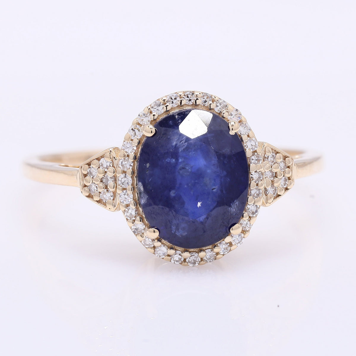 3.10 Ct Oval Mixed Cut Natural Sapphire 14K Gold Ring