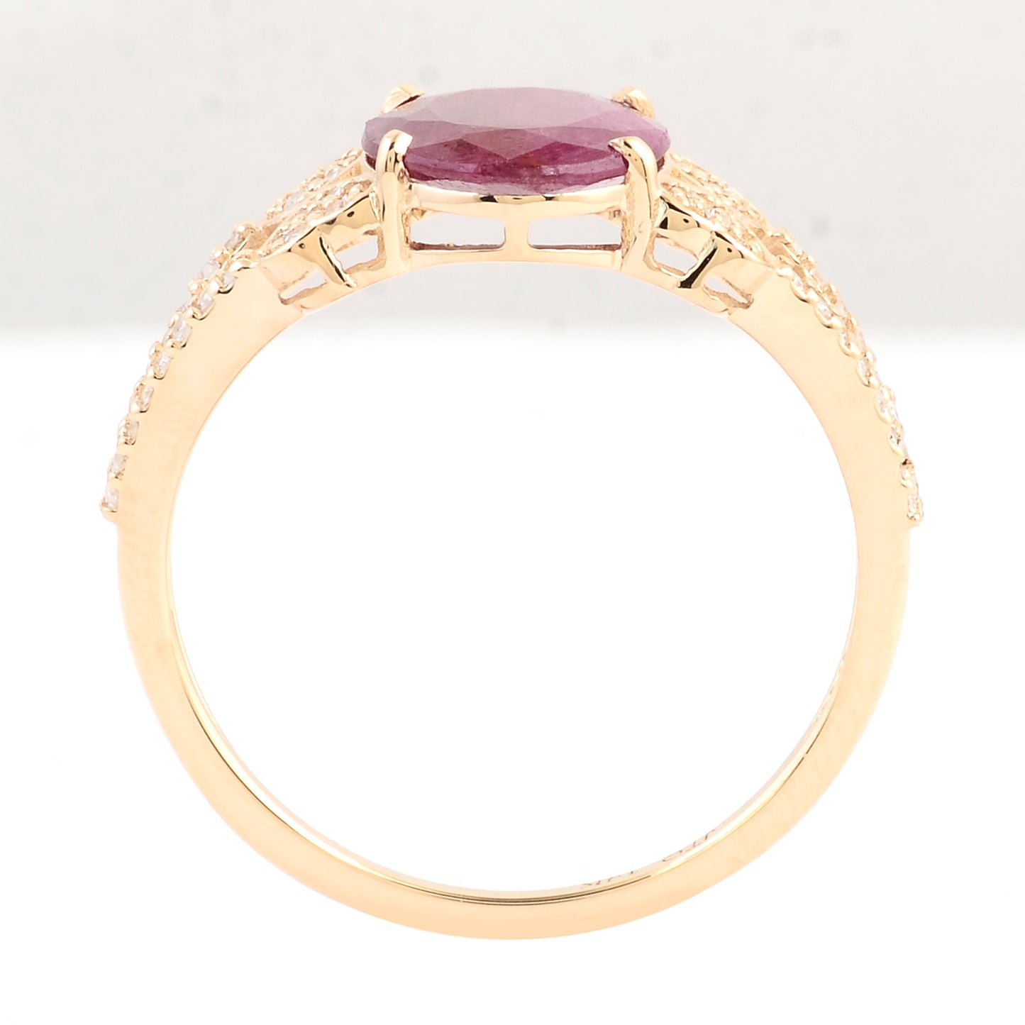 1.94 Ct Oval Mixed Cut Natural Corundum Ruby 14K Gold Ring
