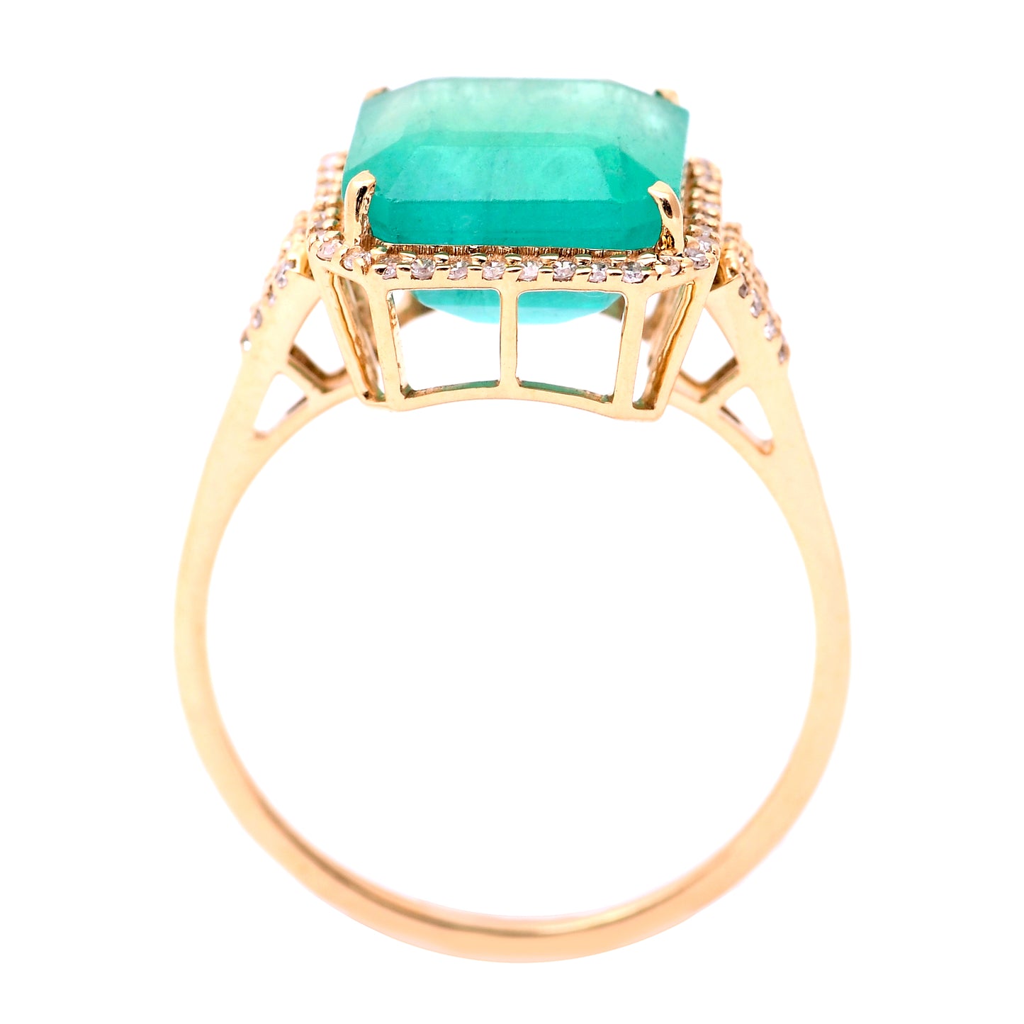4.85 Ct Octagon Step Cut Natural Emerald 14K Gold Ring