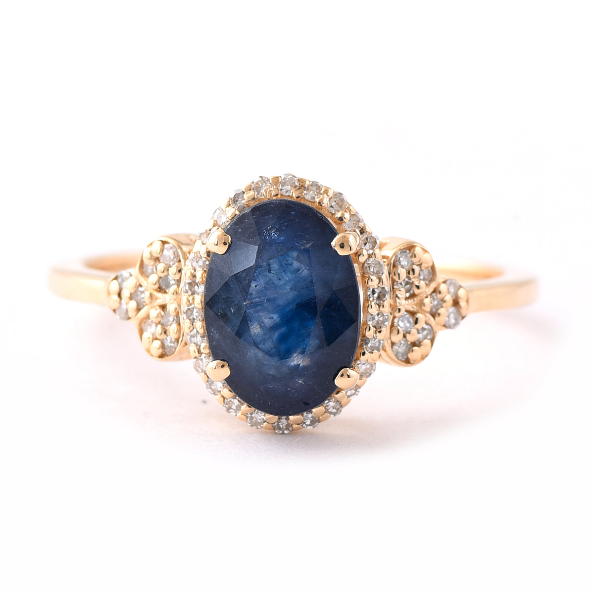 2.24 Ct Oval Mixed Cut Natural Sapphire 14K Gold Ring
