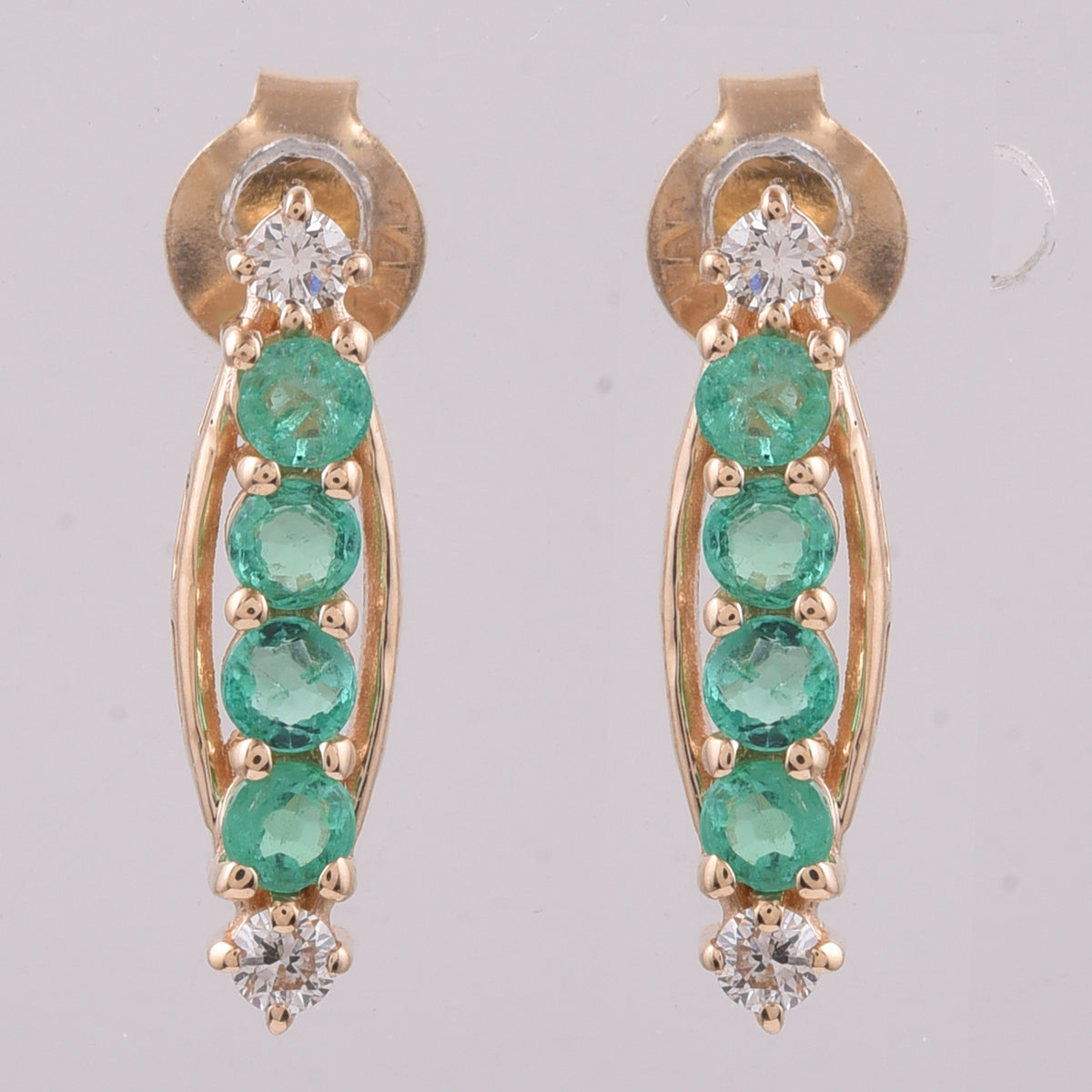 0.51 Ct Round Natural Emerald 14K Gold Earrings