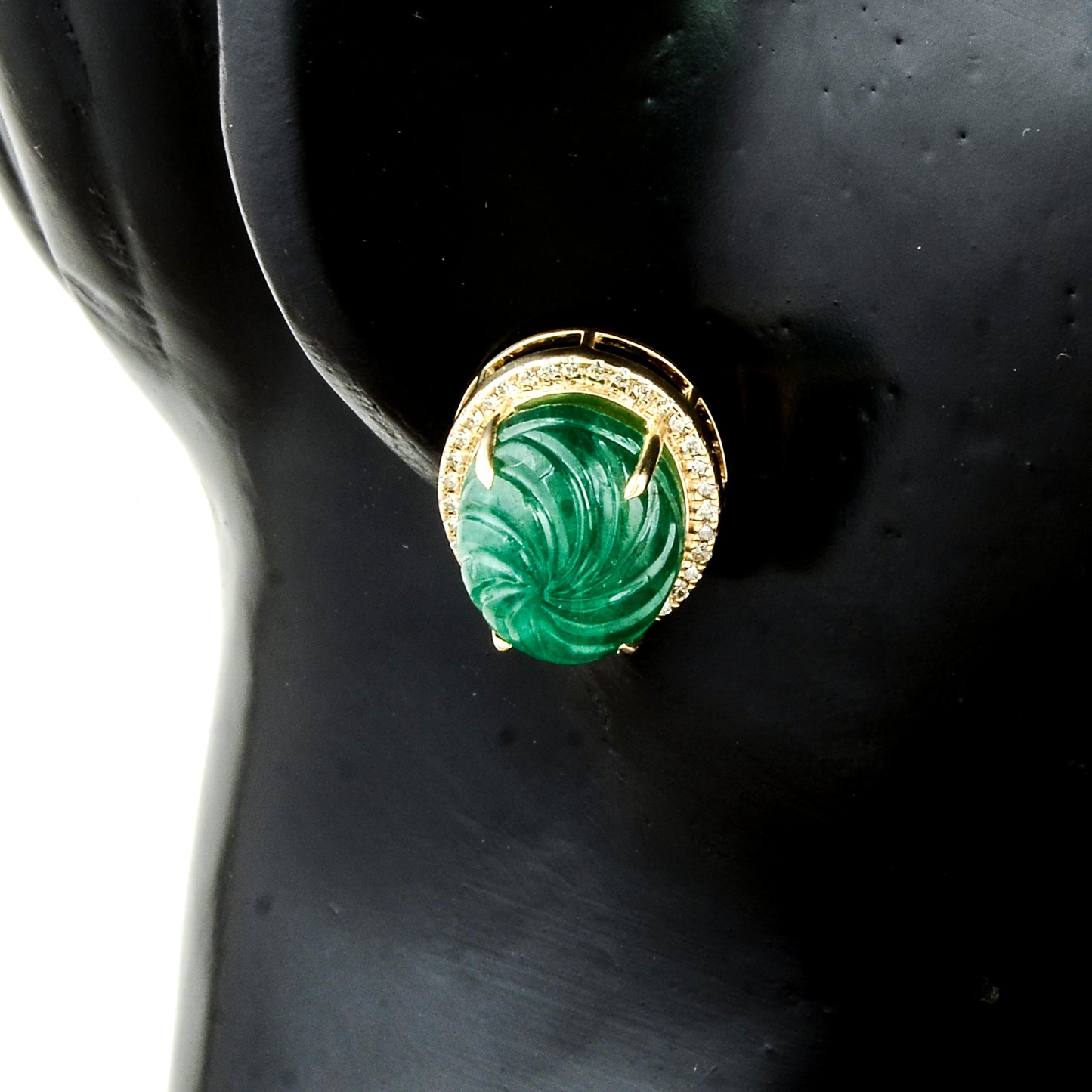 13.08 Ct Oval Natural Beryl Emerald 14K Gold Earrings