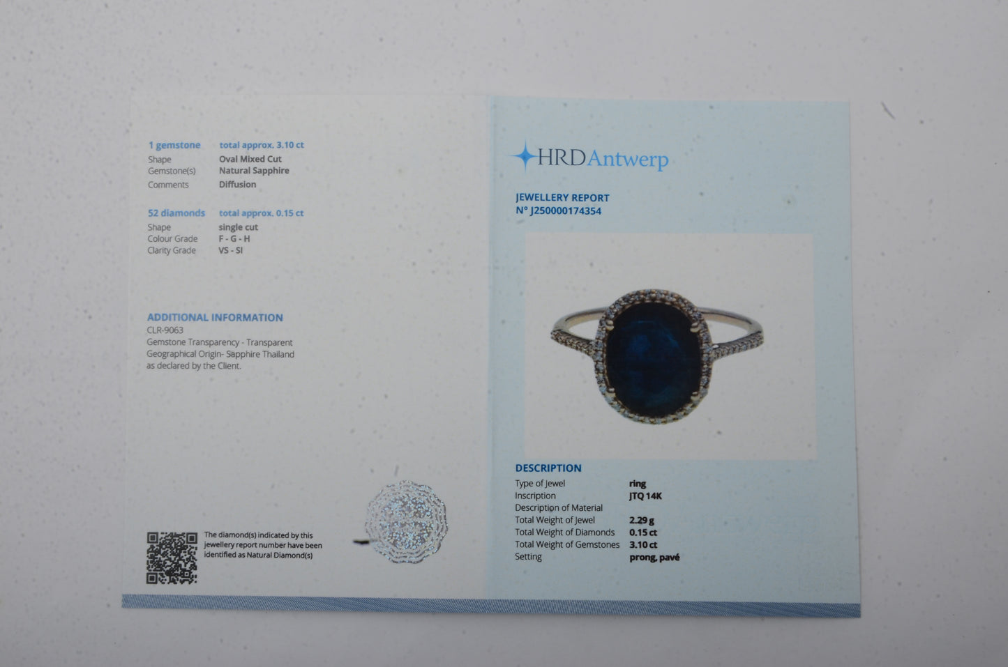 3.25 Ct Oval Mixed Cut Natural Sapphire 14K Gold Ring