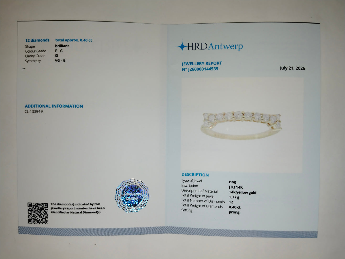 0.40 Ct Round Natural Diamond 14K Gold Ring