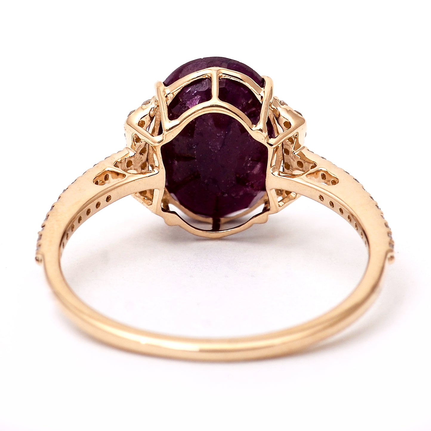 3.42 Ct Oval Mixed Cut Natural Corundum Ruby 14K Gold Ring