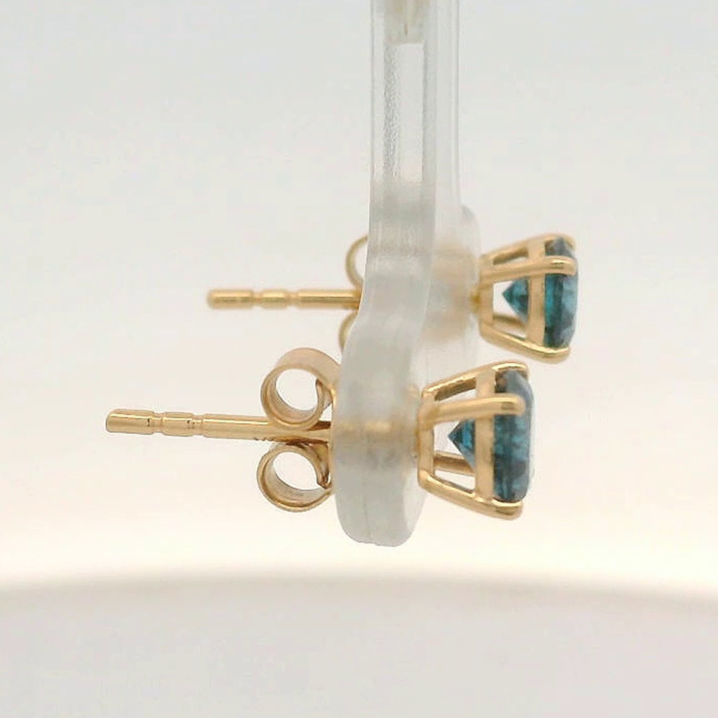 0.97 Ct Round Blue Diamond 14K Gold Earrings