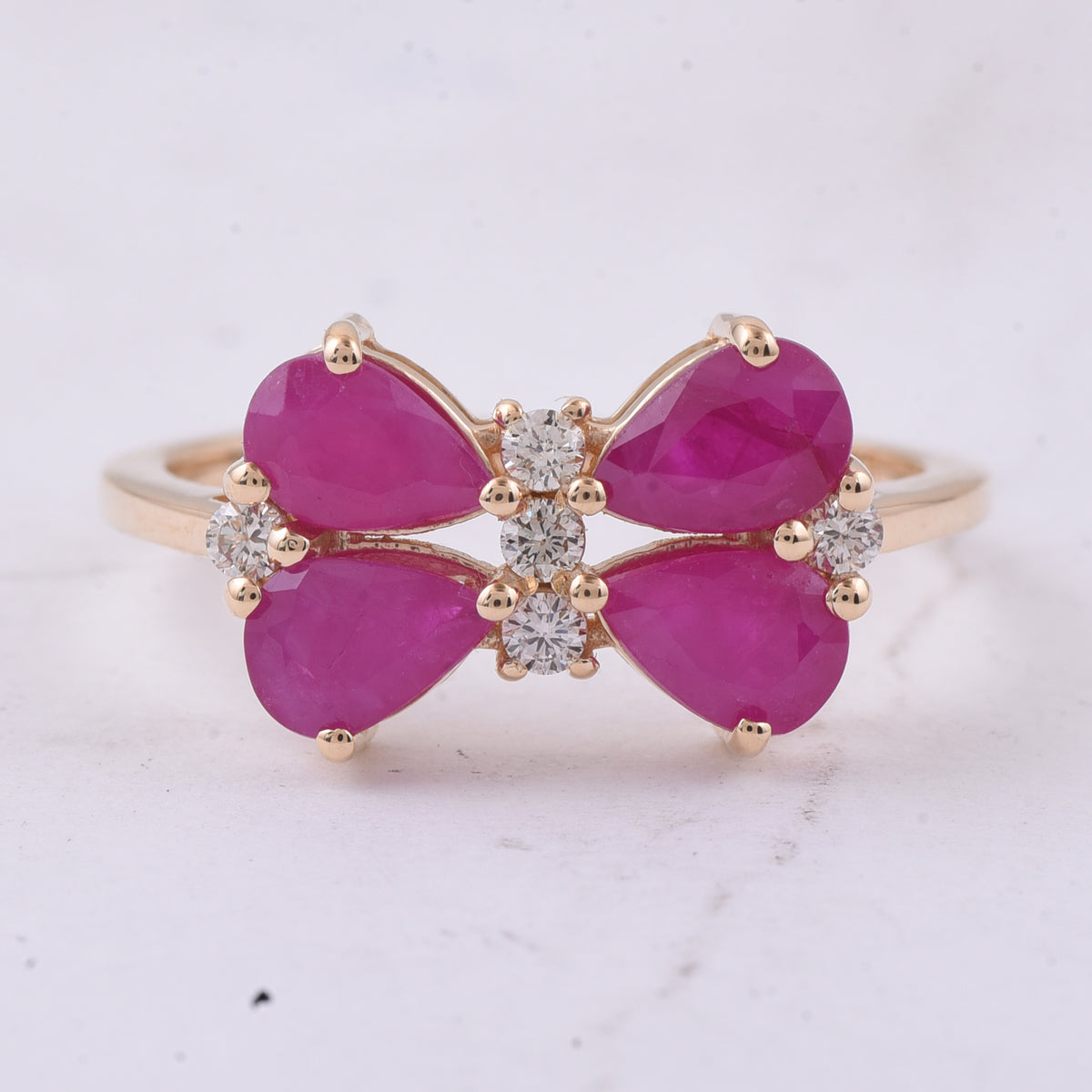 2.26 Ct Pear Natural Ruby 14K Gold Ring