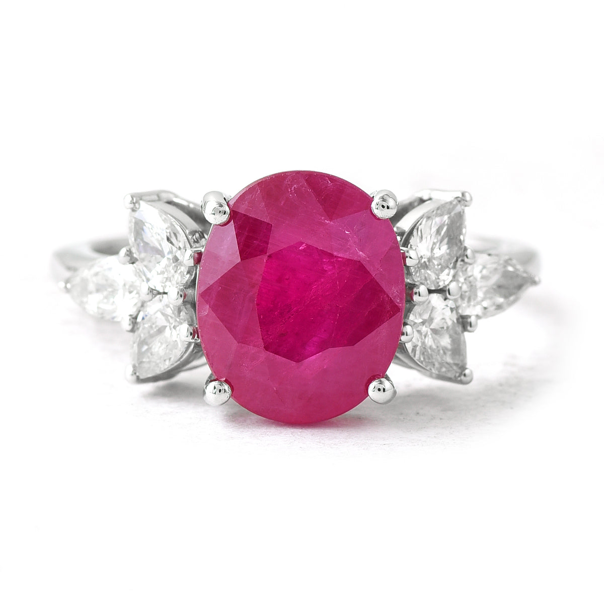 4.33 Ct Oval Ruby 950 Platinum Ring