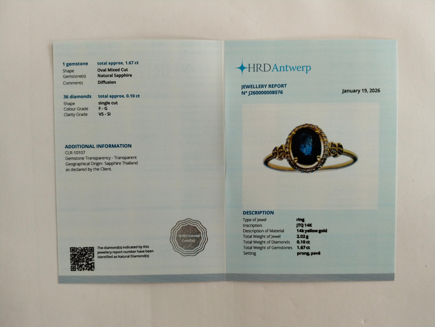 1.77 Ct Oval Mixed Cut Natural Sapphire 14K Gold Ring