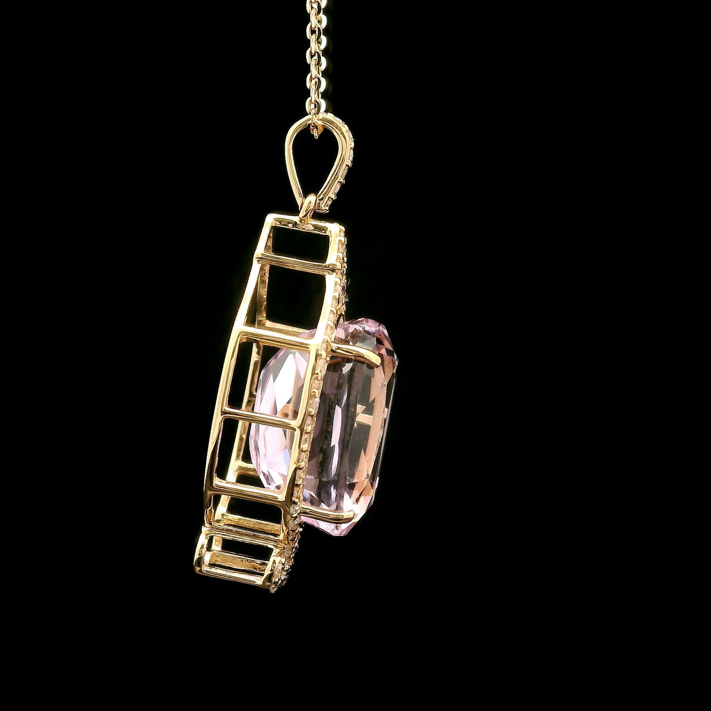 8.02 Ct Oval Kunzite 14K Gold Pendant