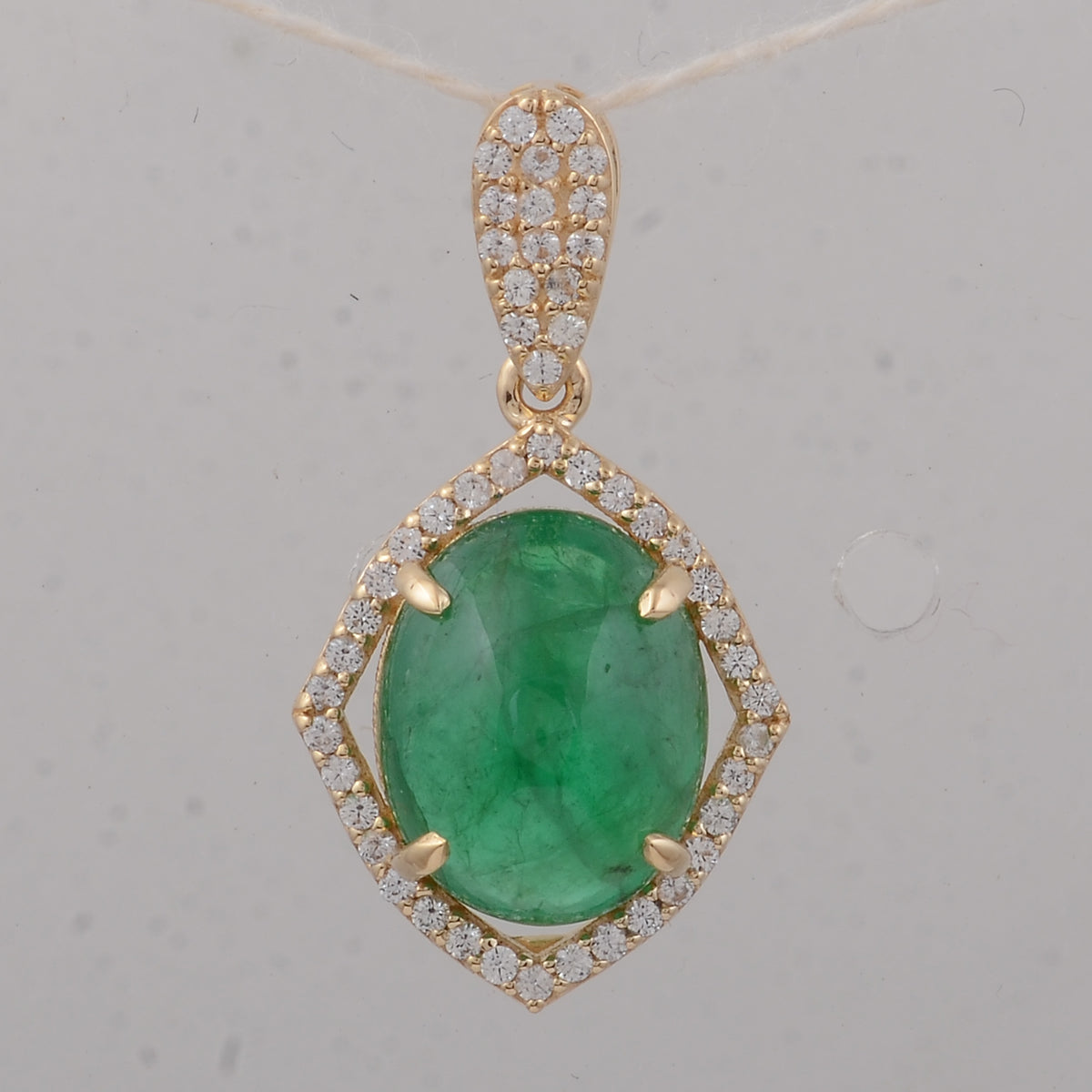 3.31 Ct Oval Emerald 9K Gold Pendant