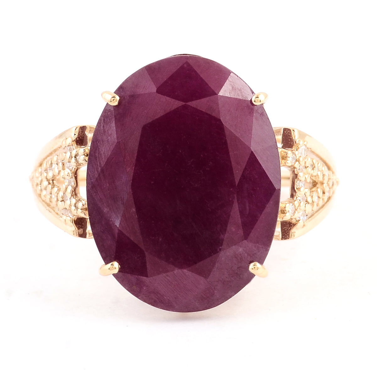 9.32 Ct Oval Mixed Cut Natural Corundum Ruby 14K Gold Ring