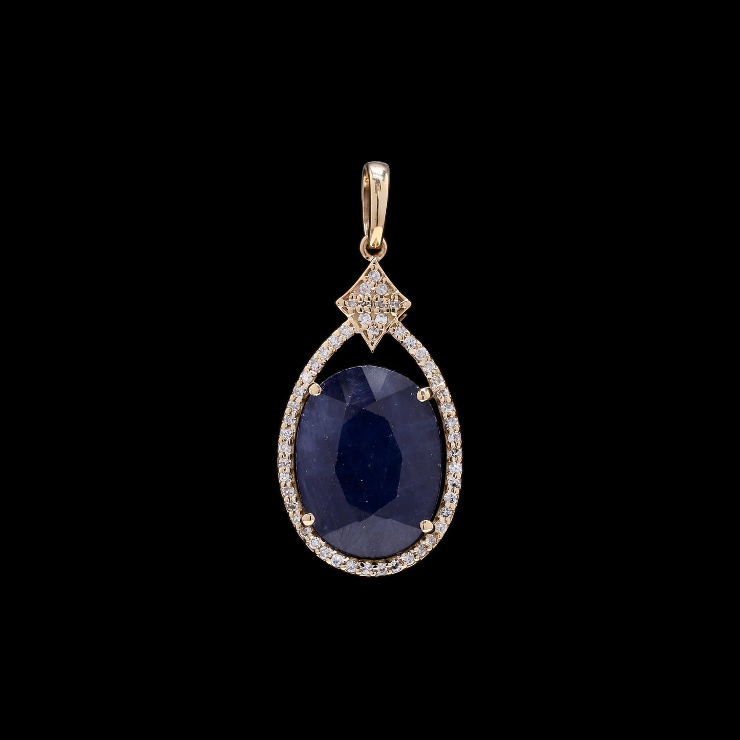 7.32 Ct Oval Mixed Cut Natural Sapphire 14K Gold Pendant