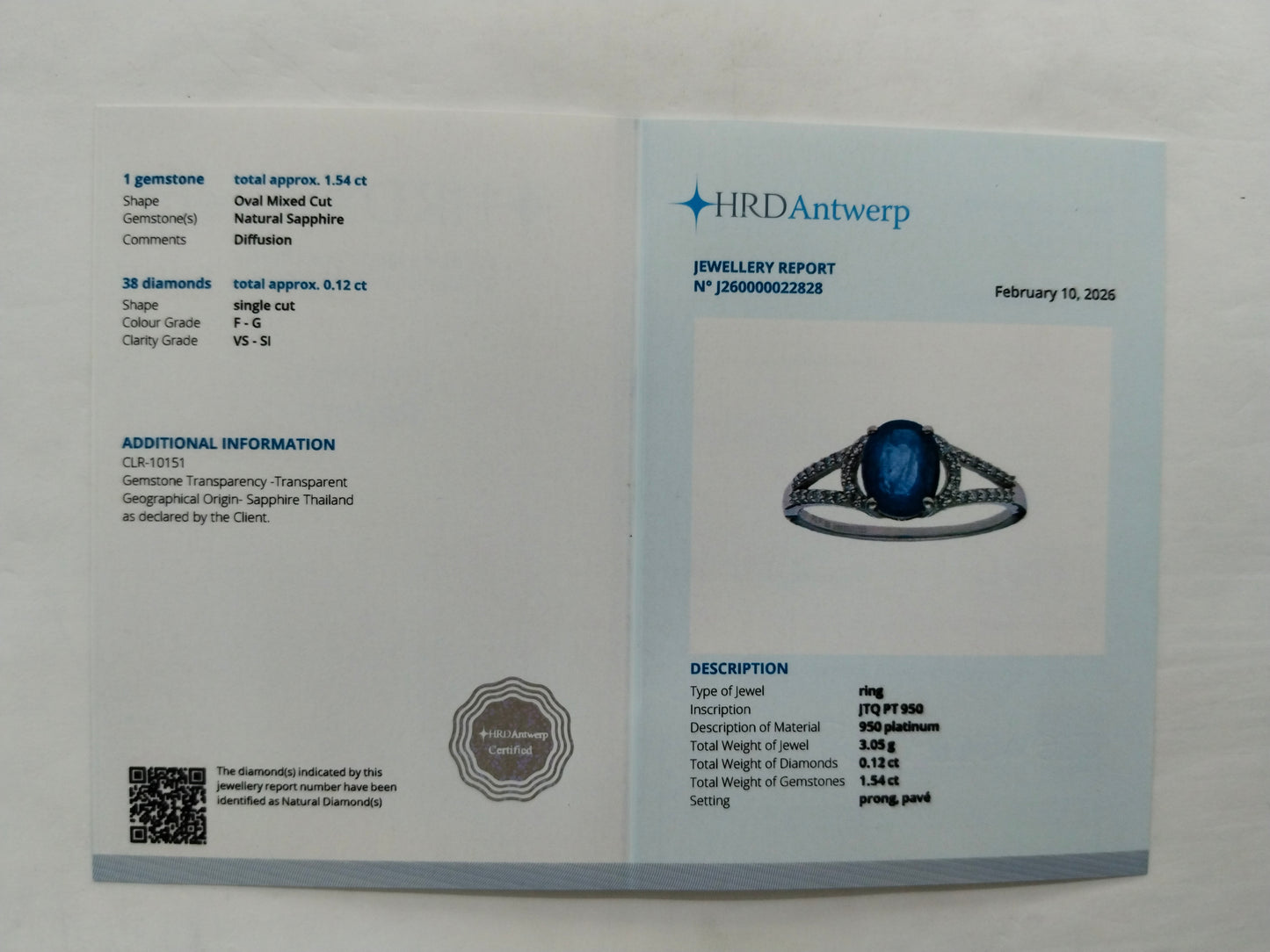 1.66 Ct Oval Mixed Cut Natural Sapphire 950 Platinum Ring