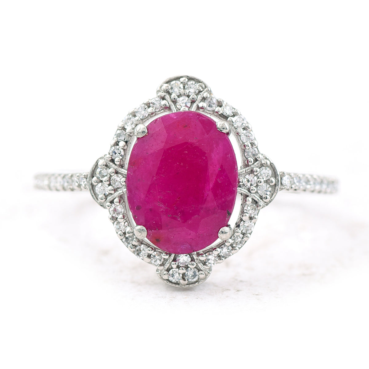 1.65 Ct Oval Mixed Cut Natural Ruby 950 Platinum Ring