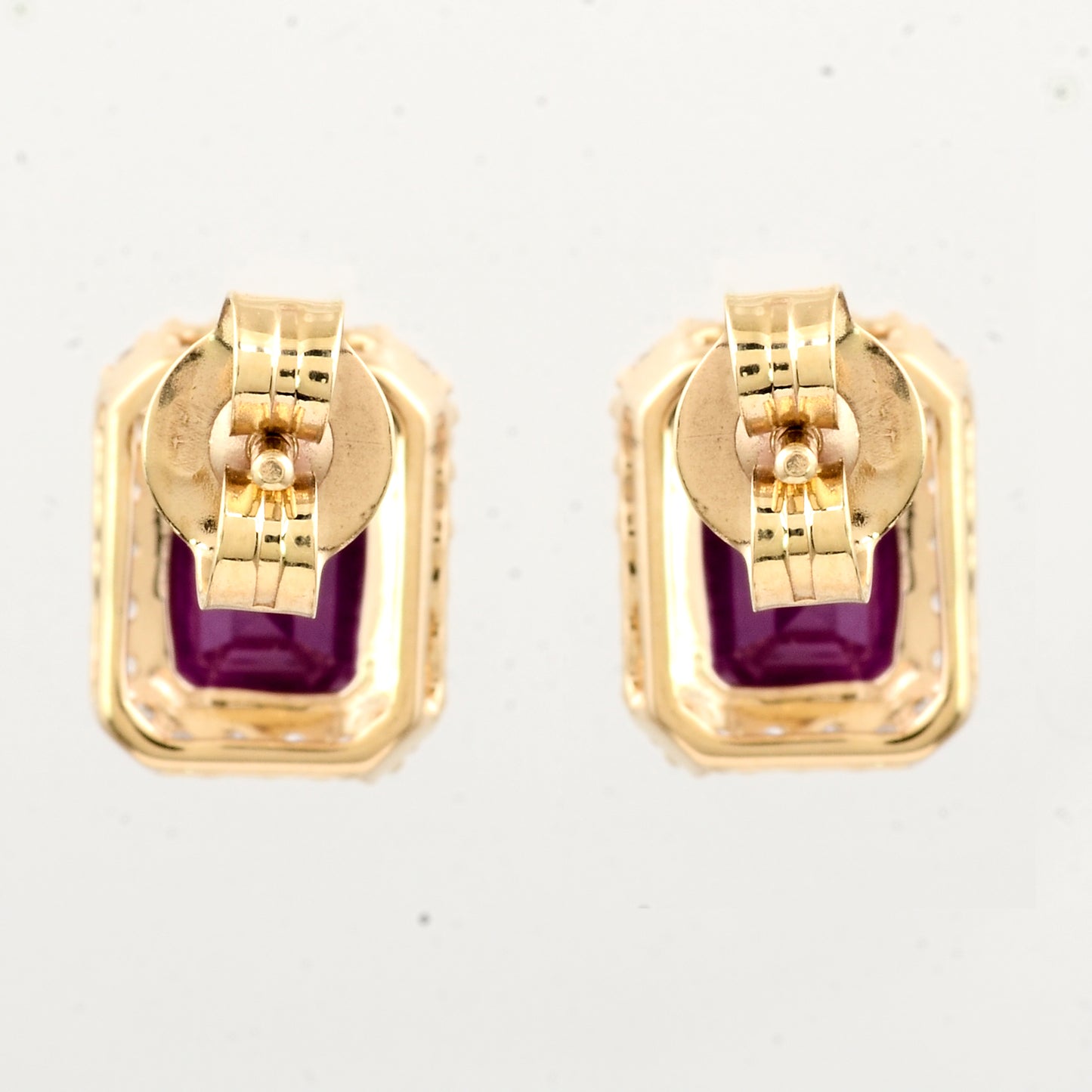 3.03 Ct Octagon Ruby 14K Gold Earrings