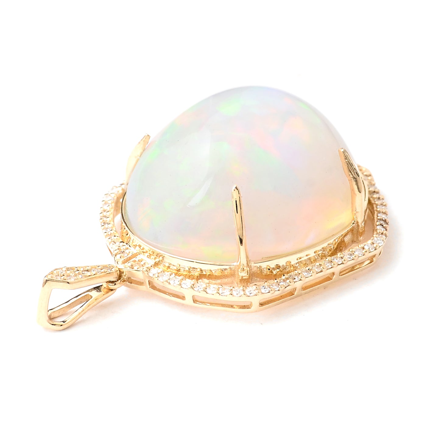 20.80 Ct Oval Cabochon Natural Opal 14K Gold Pendant