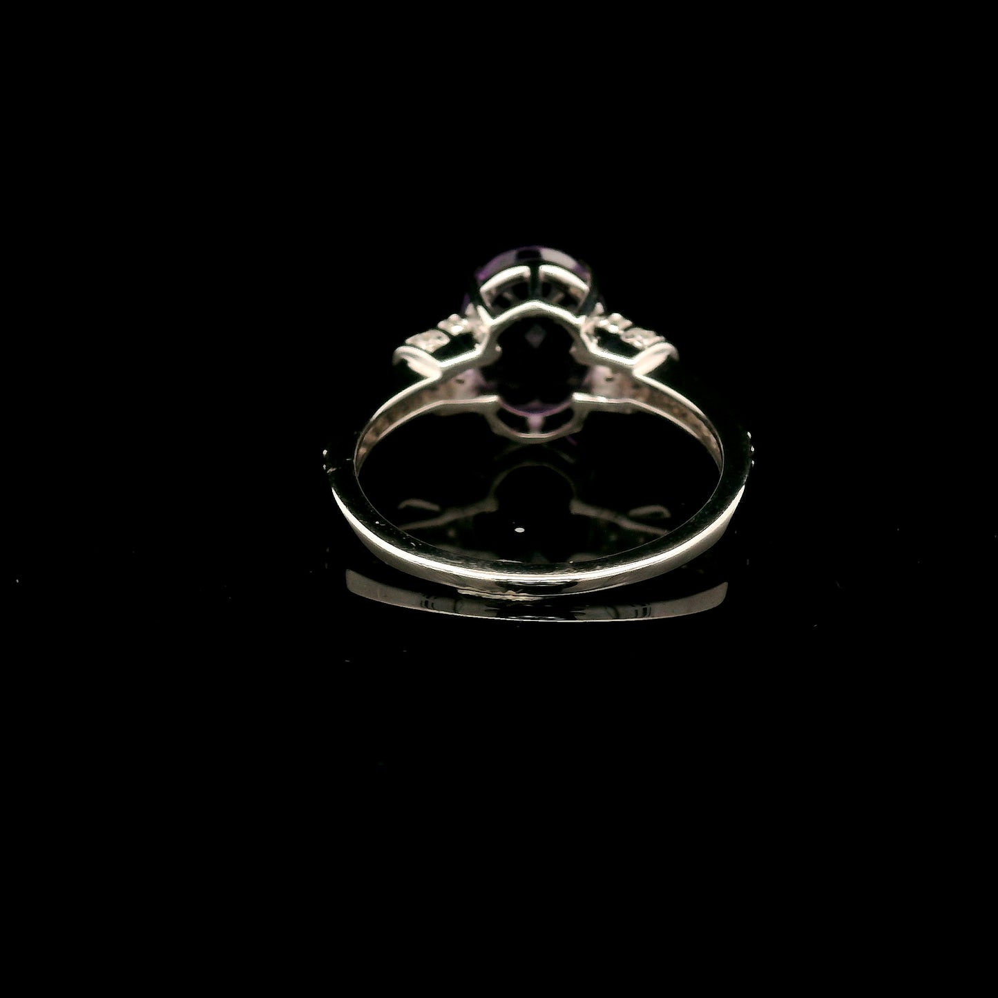 2.60 Ct Oval Amethyst, White Zircon 925 Sterling Silver Ring