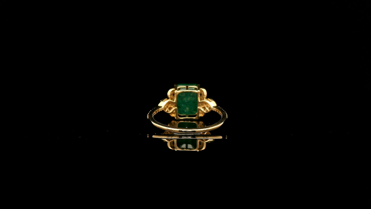 2.48 Ct Octagon Natural Emerald 14K Gold Ring