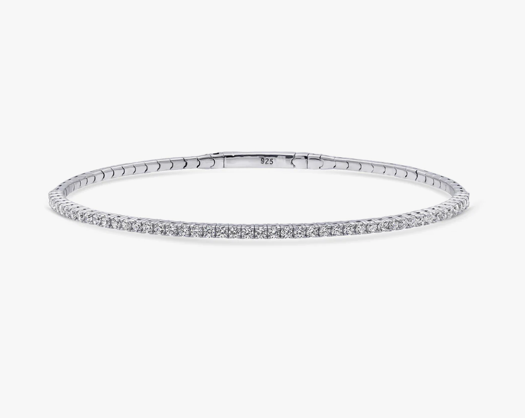 Flexible CZ Bangle in Sterling Silver