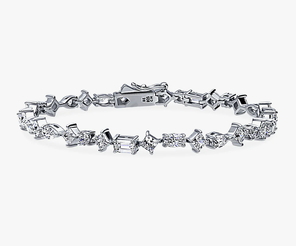 Cluster CZ Statement Tennis Bracelet in Sterling Silver