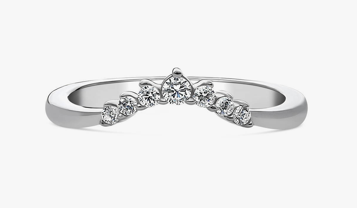 Wishbone 7-Stone CZ Curved Band in Sterling Silver