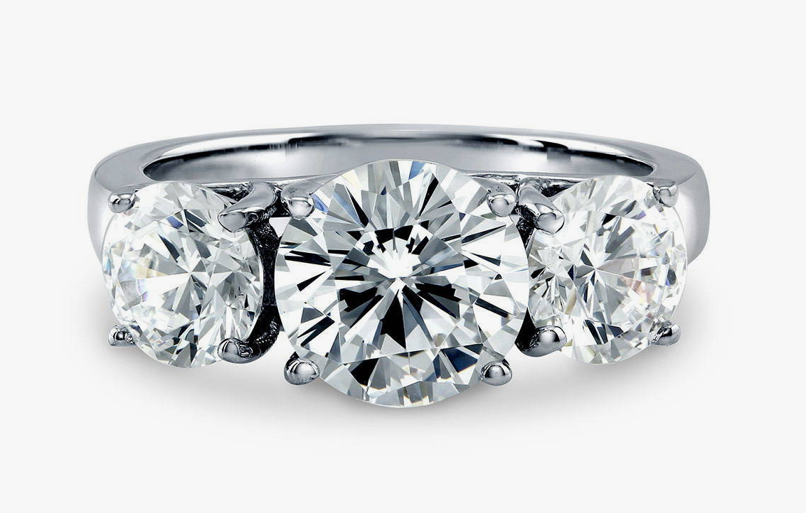 3-Stone Round CZ Ring in Sterling Silver