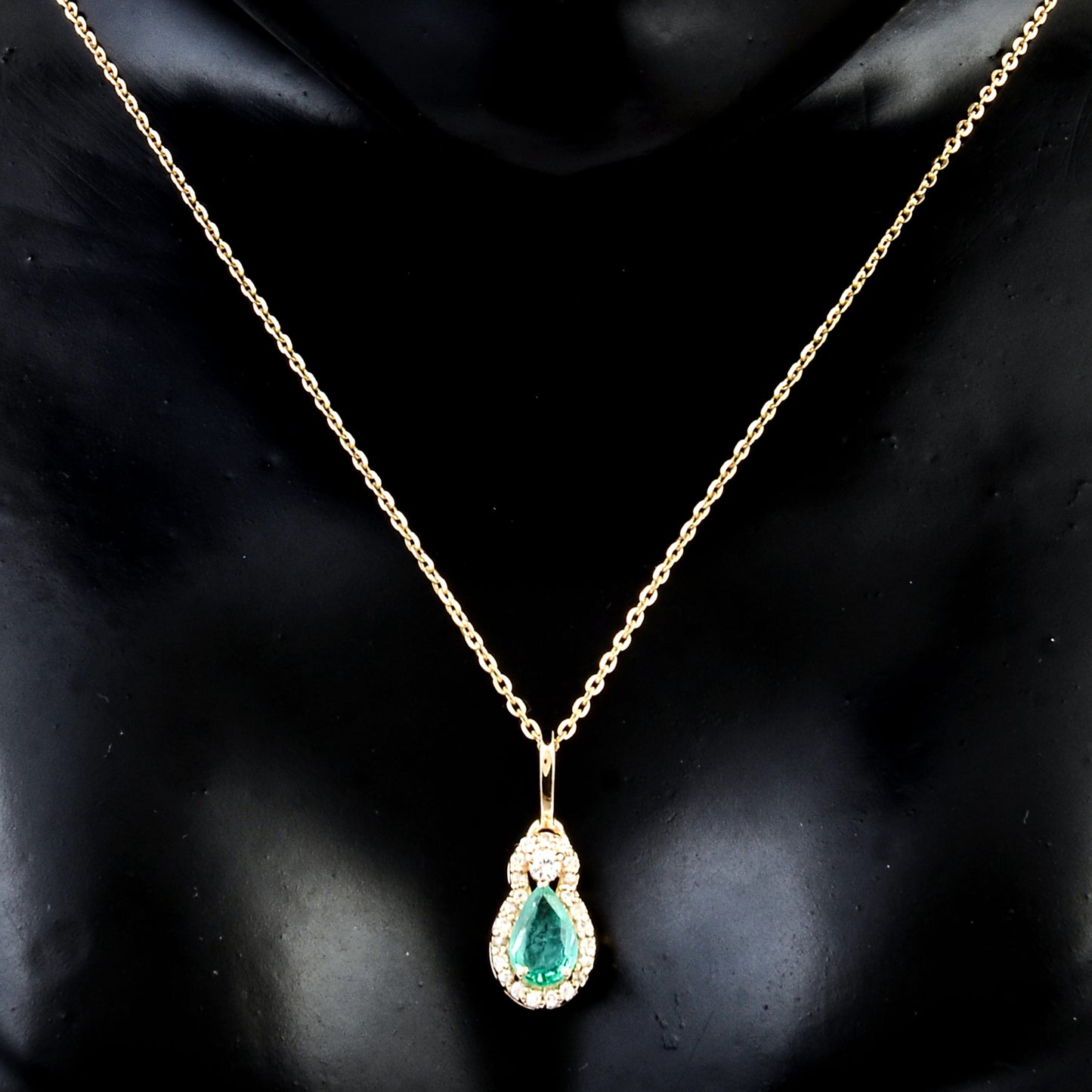 0.47 Ct Pear Emerald 14K Gold Pendant