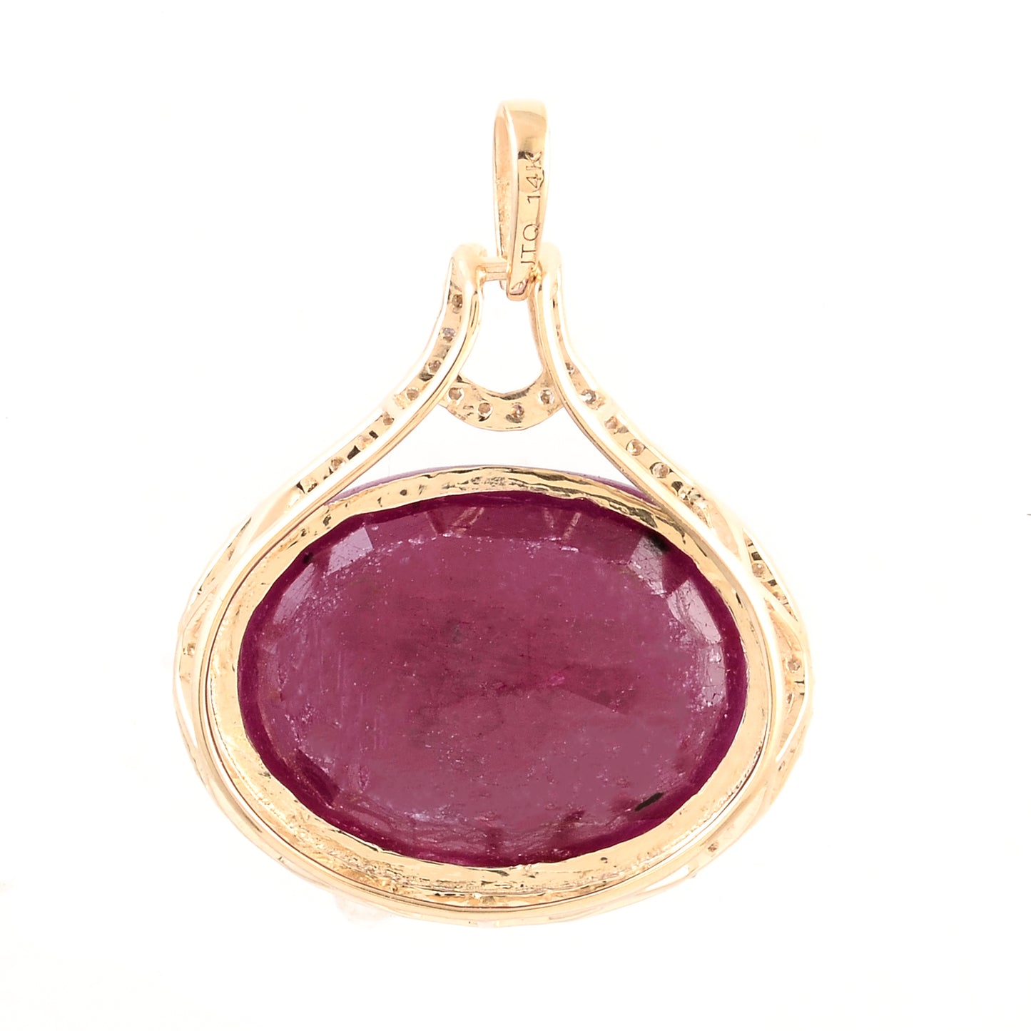 9.55 Ct Oval Mixed Cut Natural Corundum Ruby 14K Gold Pendant