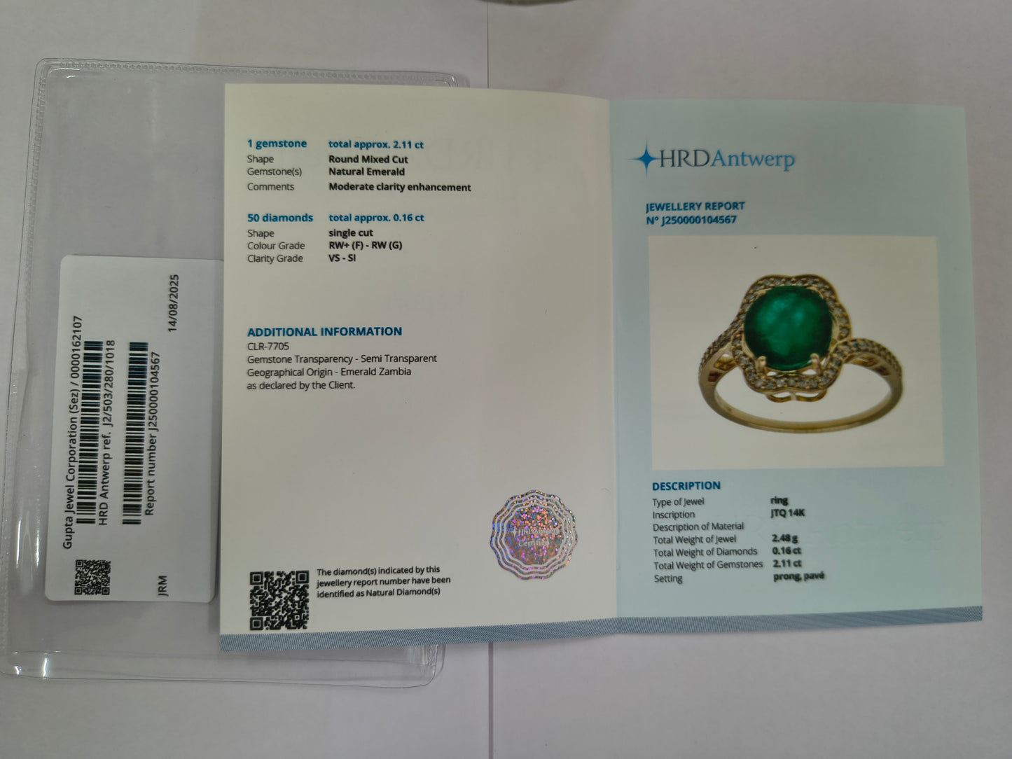 2.27 Ct Round Mixed Cut Natural Emerald 14K Gold Ring