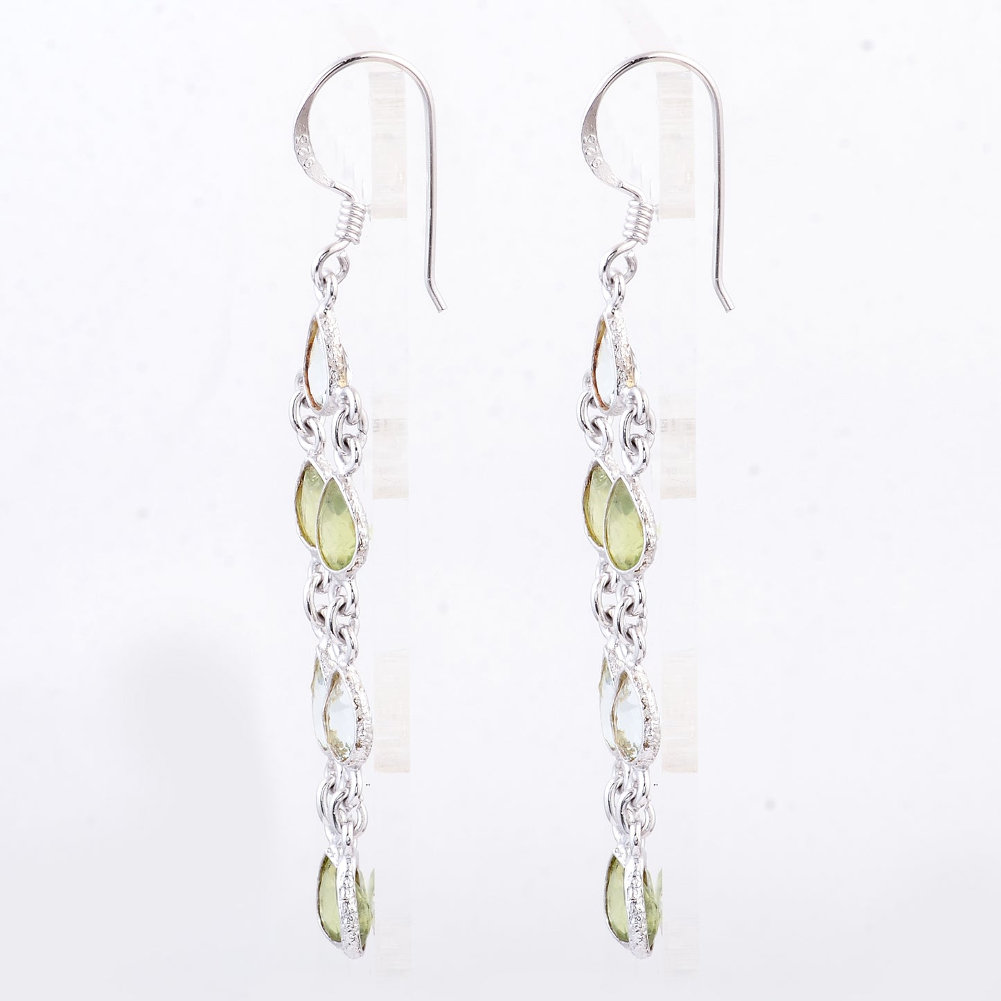 10.50 Ct Blue Topaz, Peridot 925 Sterling Silver Earrings