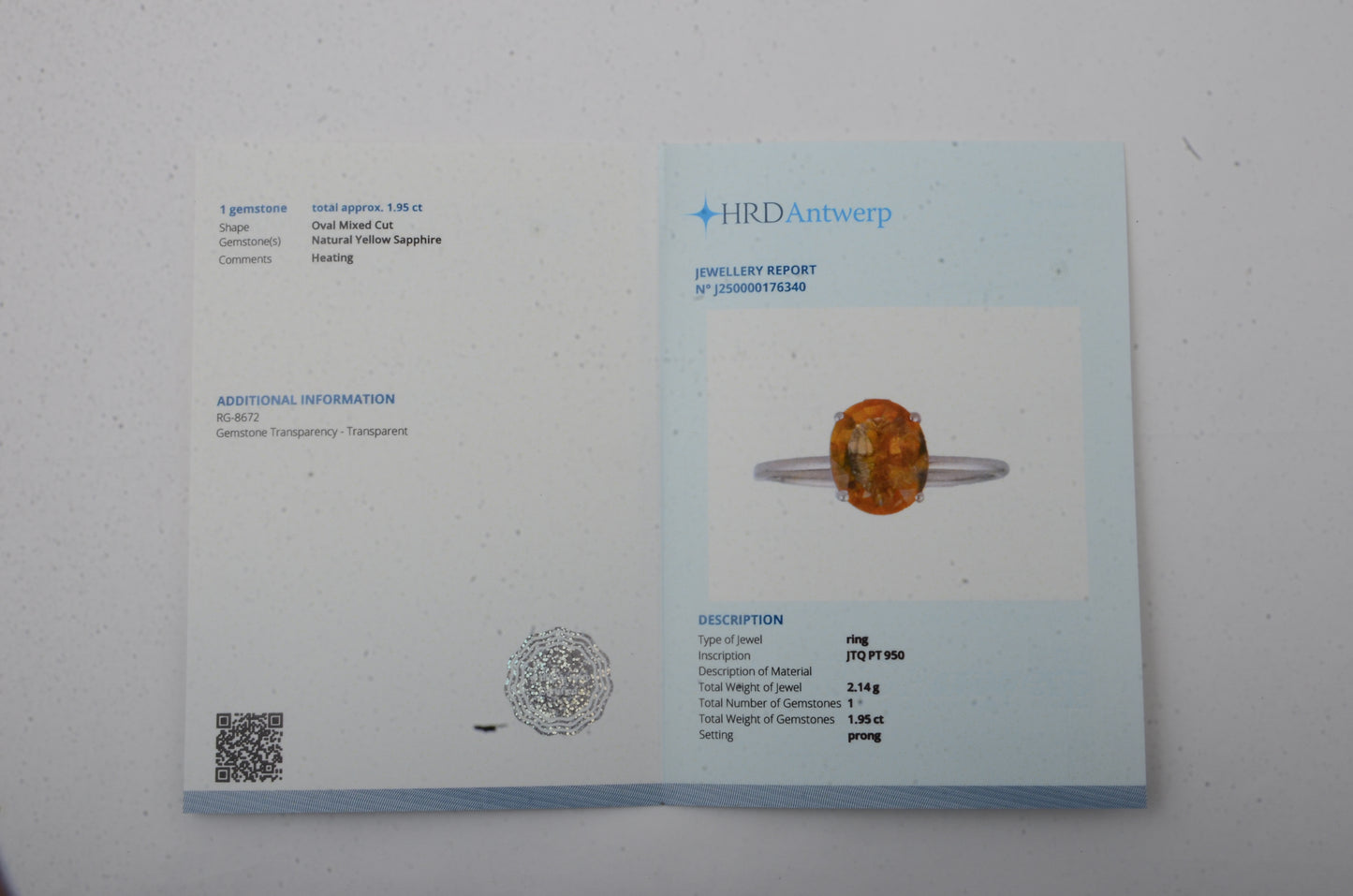 1.95 Ct Oval Mixed Cut Natural Yellow Sapphire 950 Platinum Ring