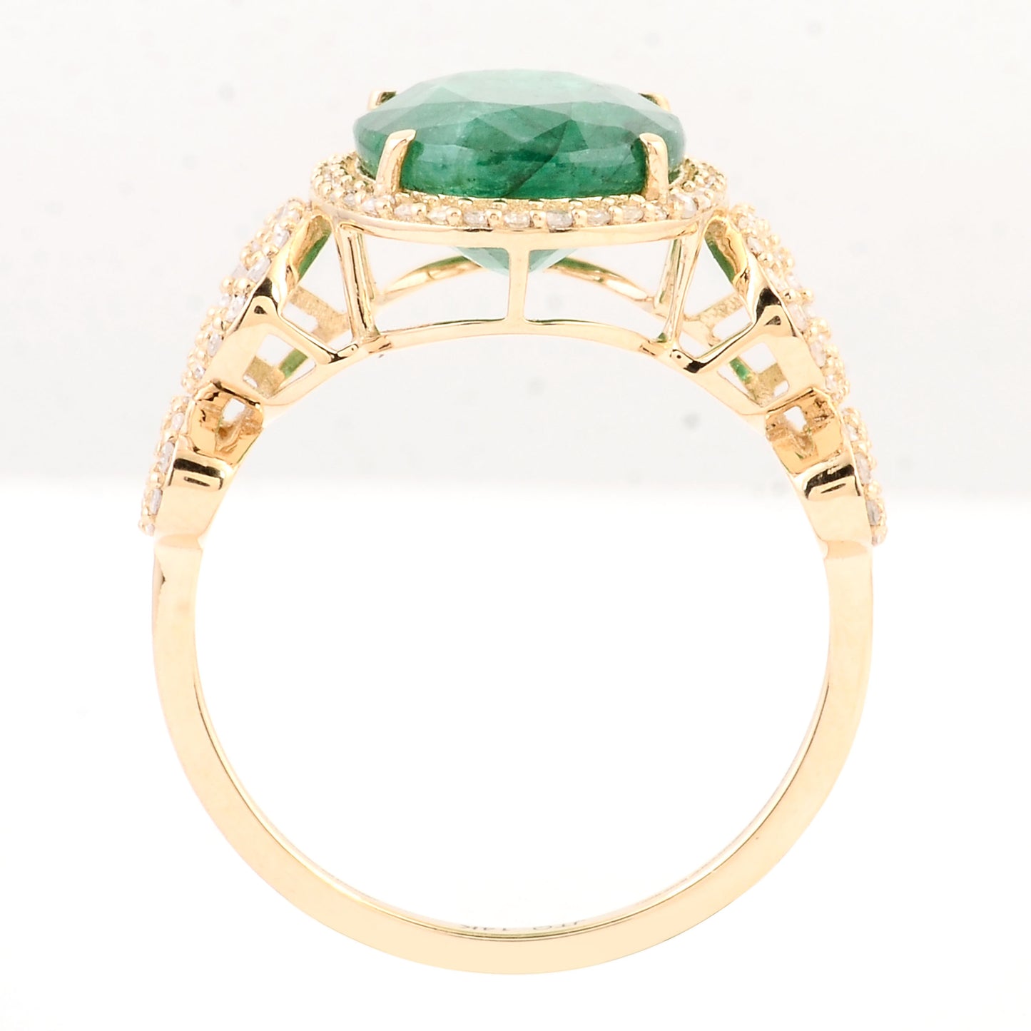 3.76 Carats Natural Beryl Emerald 14K Gold Ring