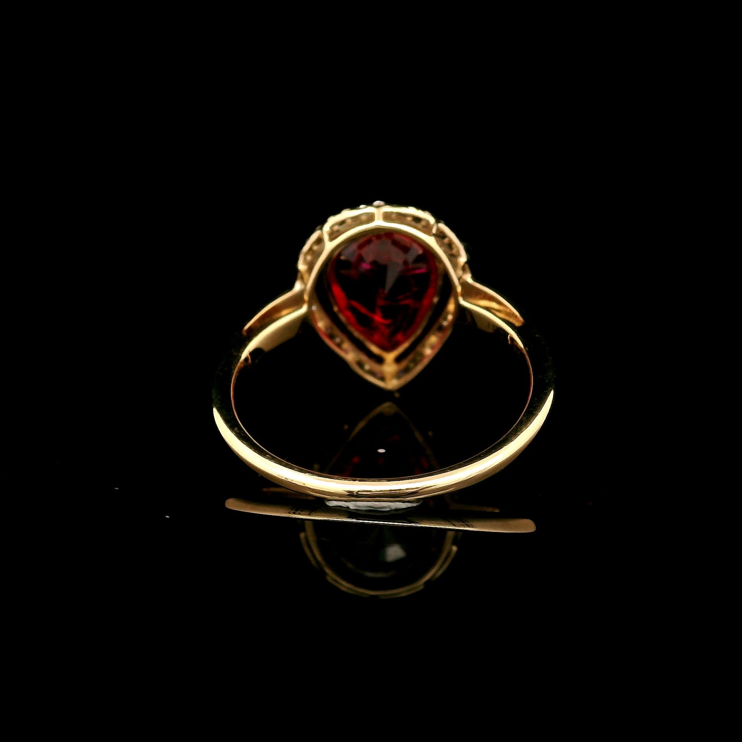 3.20 Ct Pear Mixed Cut Lab Grown Ruby 14K Gold Ring