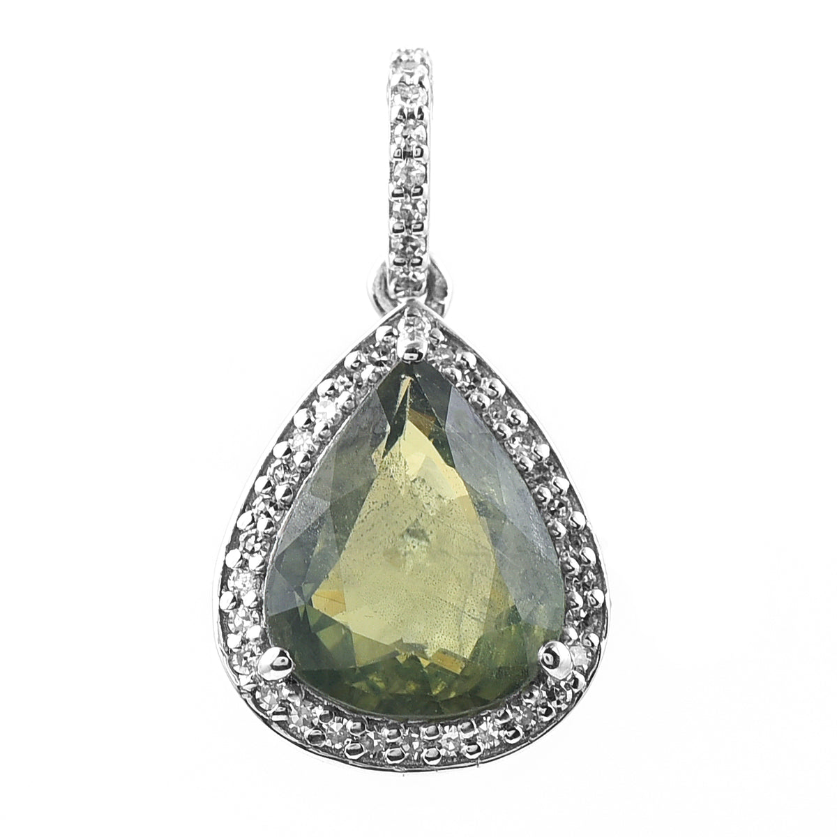 2.74 Ct Pear Mixed Cut Natural Green Sapphire 950 Platinum Pendant